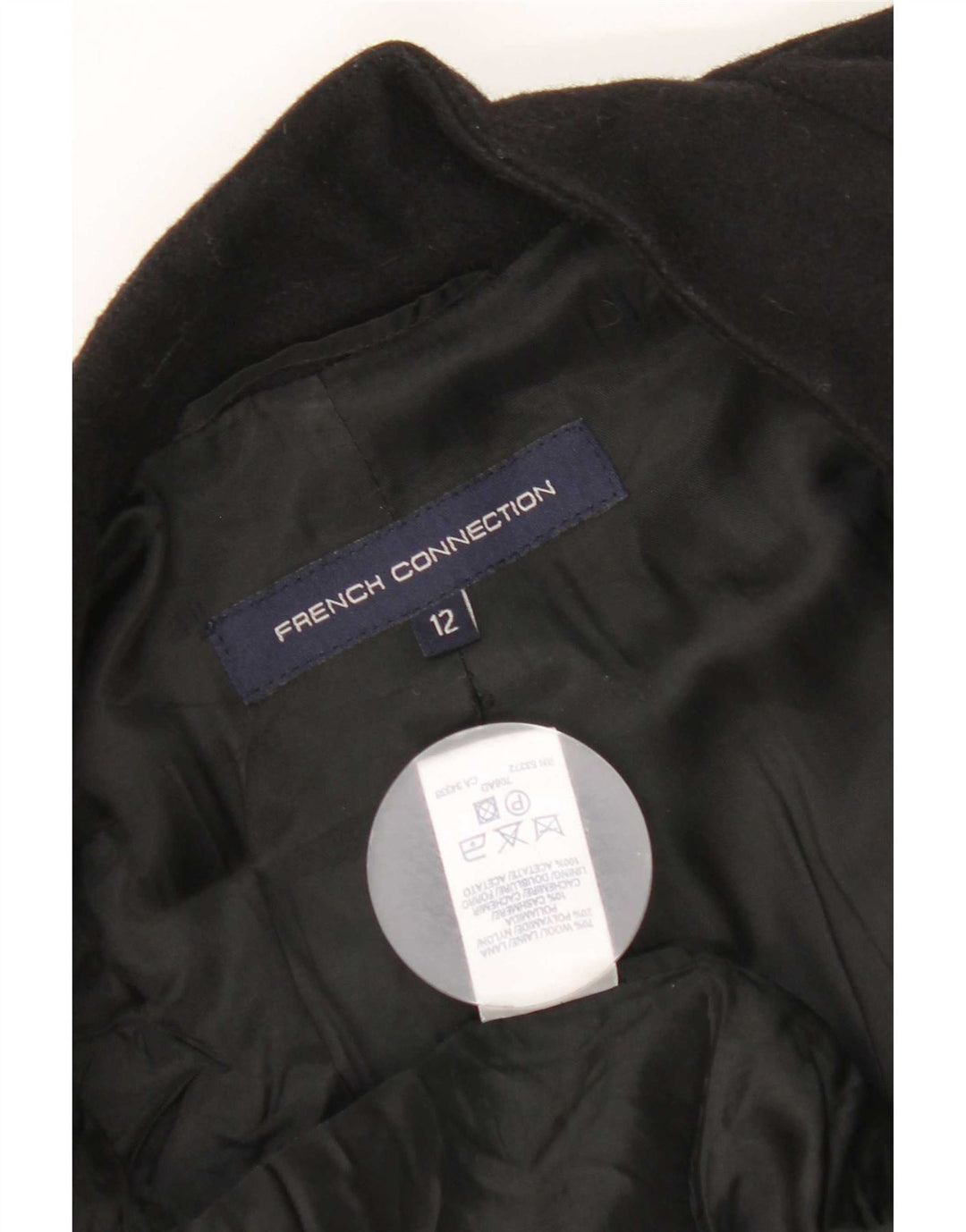 French Connection Manteau surdimensionné pour femme UK 12 Laine noire moyenne