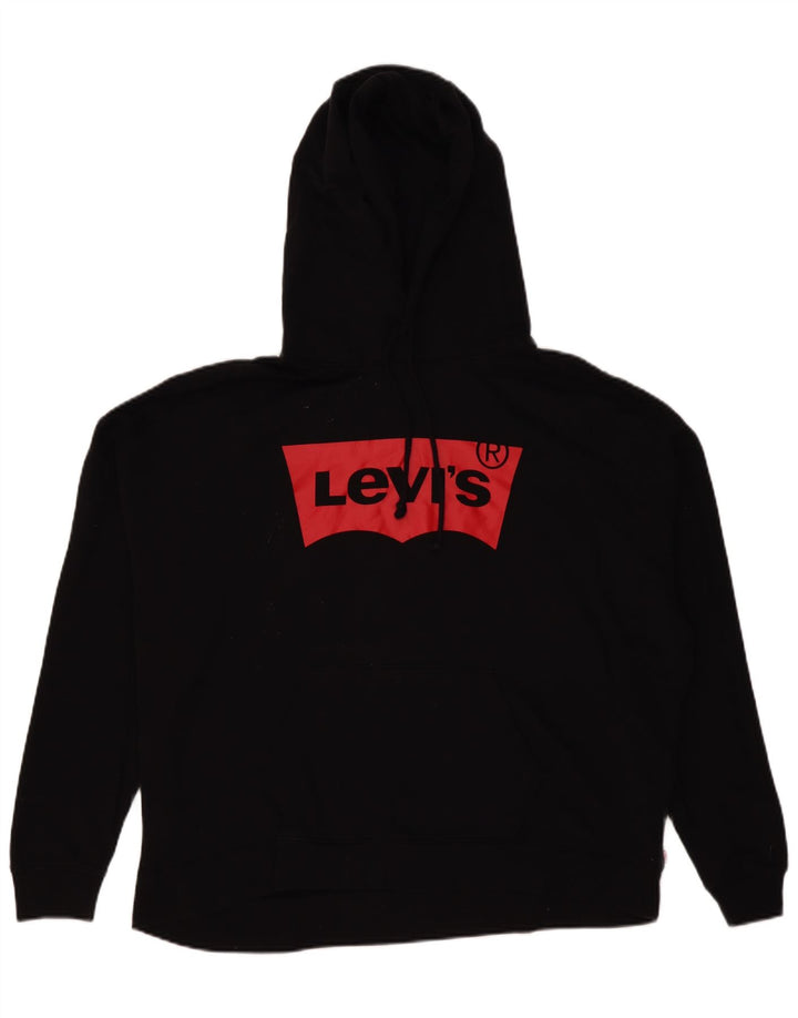 LEVI'S Pull à capuche graphique surdimensionné pour femme UK 18 XL Noir Coton
