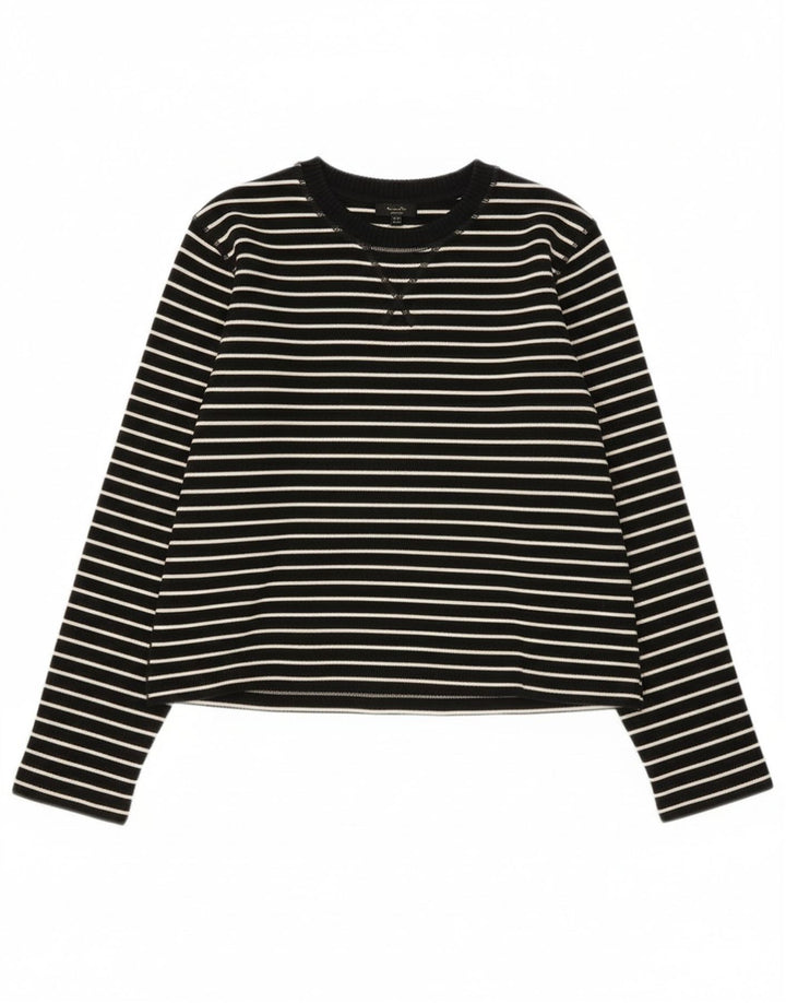 Massimo Dutti Haut à manches longues pour femme en coton rayé noir moyen UK 44