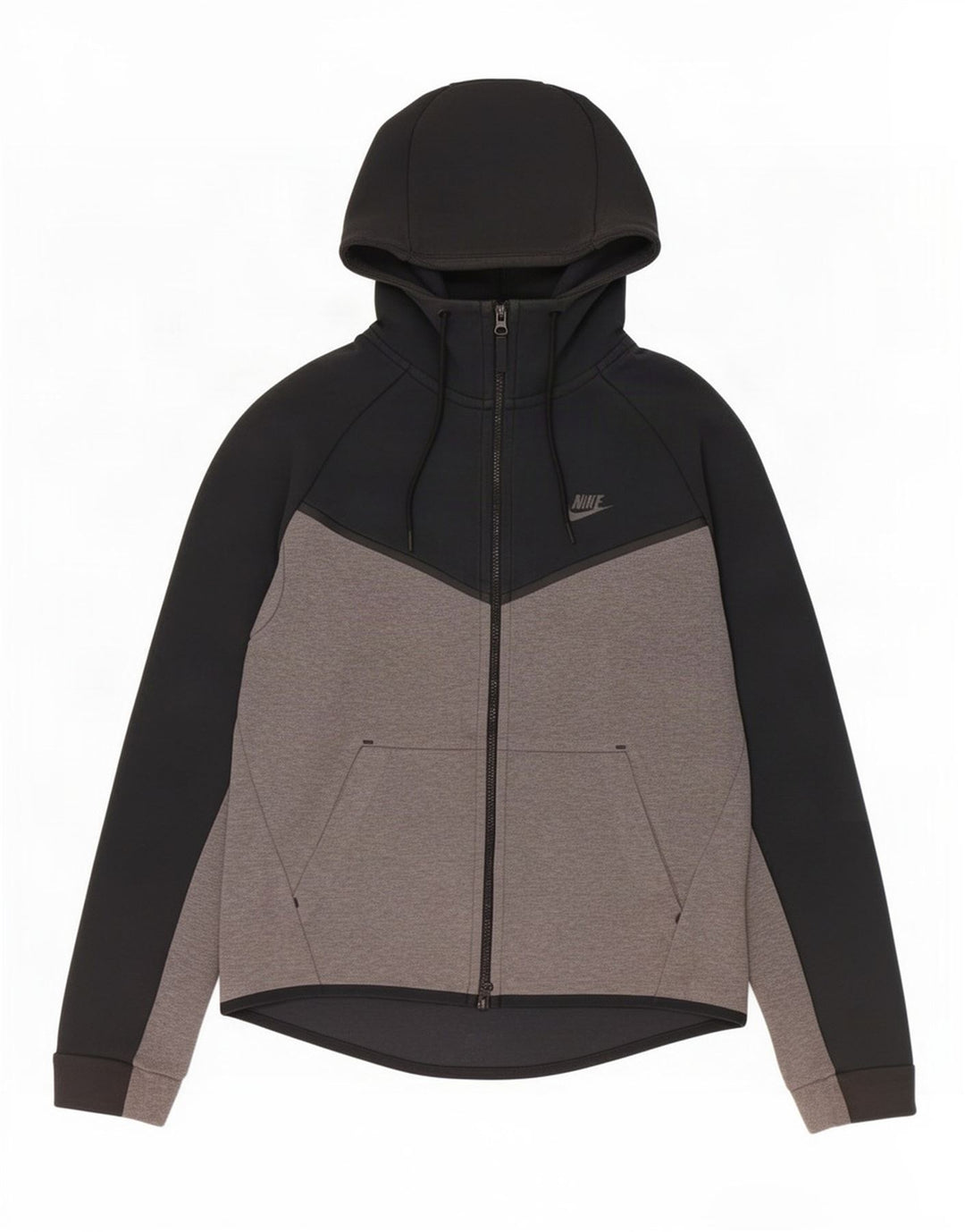 Nike Sweat à capuche zippé en coton color block noir moyen pour homme