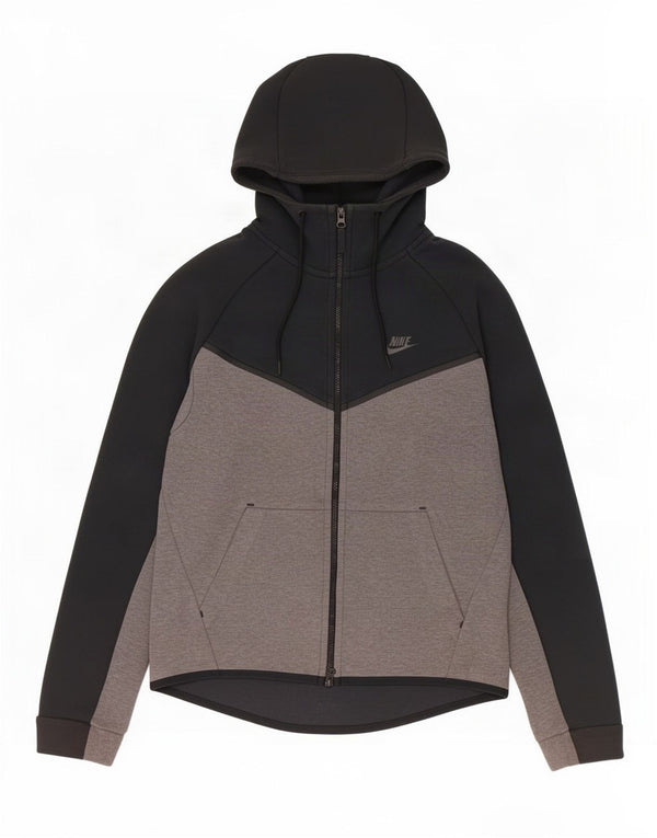 Nike Sweat à capuche zippé en coton color block noir moyen pour homme