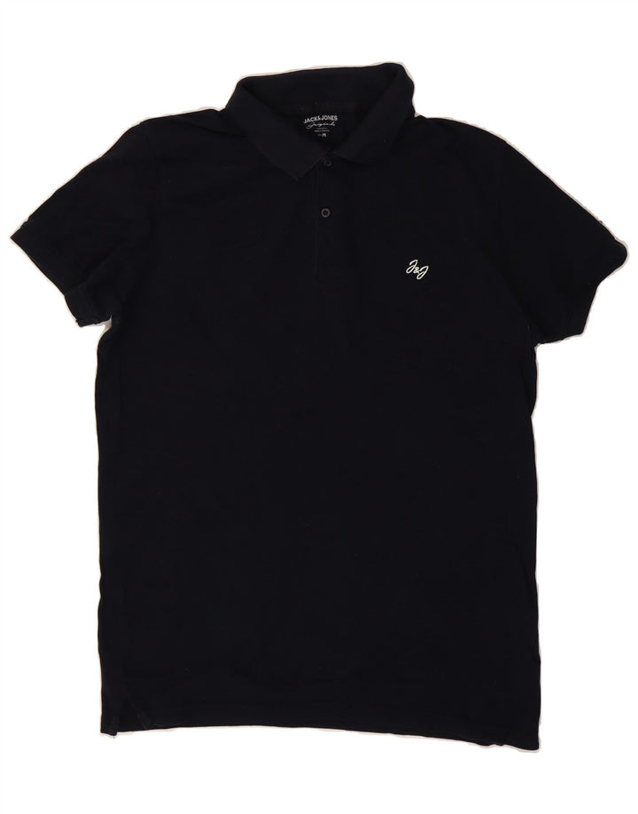 JACK & JONES Mens Polo Shirt Medium Navy Blue Cotton Vintage Jack & Jones and Second-Hand Jack & Jones from Messina Hembry 