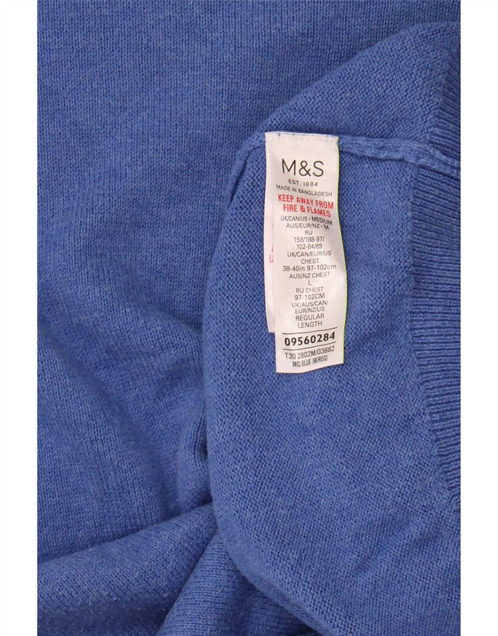 Marks & Spencer Pull Col V Homme Bleu Moyen Coton