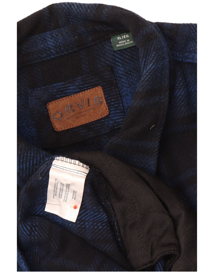 Orvis Chemise en flanelle pour homme XL Bleu marine à carreaux en coton