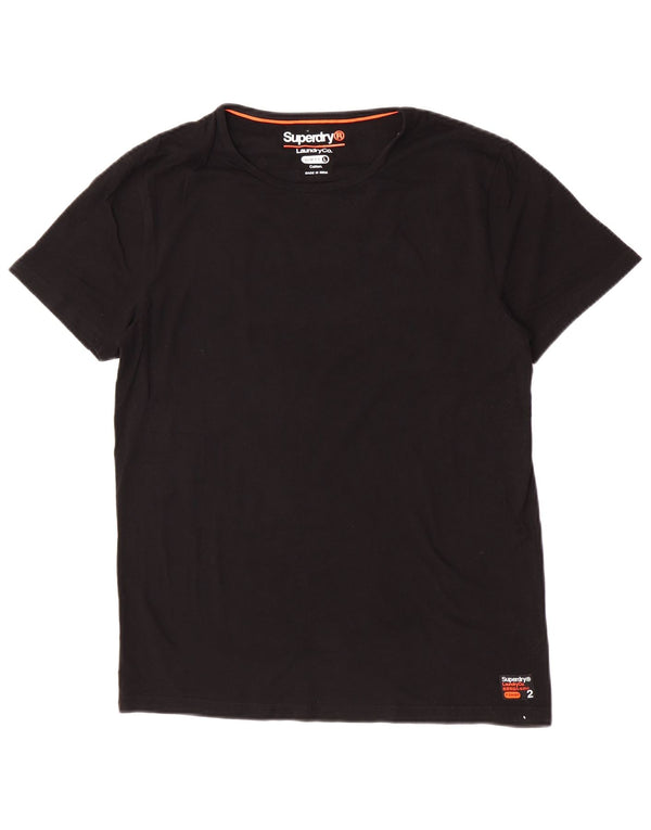 Superdry Hommes Slim Fit T-Shirt Top Large Noir Coton