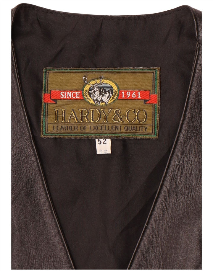 gilet en cuir homme vintage IT 52 Grand cuir noir