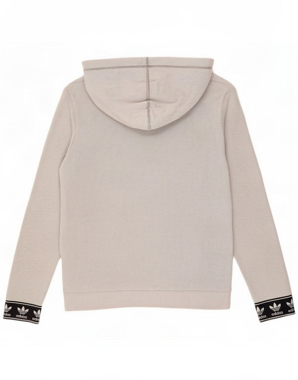 Adidas Womens Graphic Hoodie Jumper UK 10 Small Grey Flecked Cotton Sports