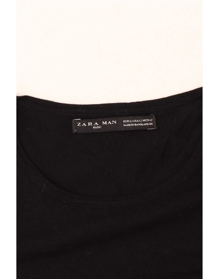 Zara Pull ras du cou pour homme, grand, noir