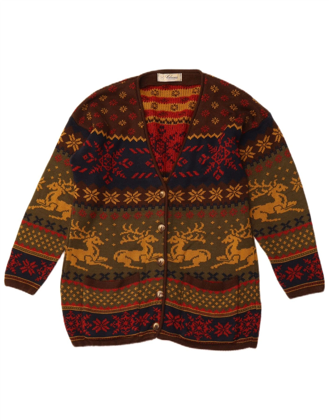 CLASSICS Cardigan Femme Pull UK 14 Moyen Multicolore Noël