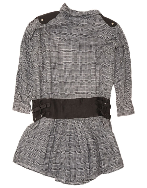 Casablanca Robe à manches longues et taille basse pour femme UK 12 Gris moyen à carreaux