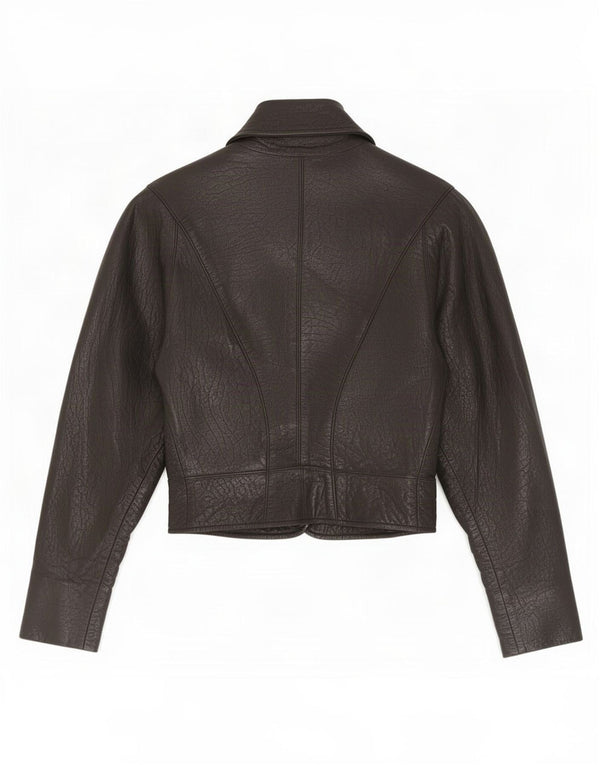 Vintage Womens Leather Bolero Jacket UK 6 XS Black