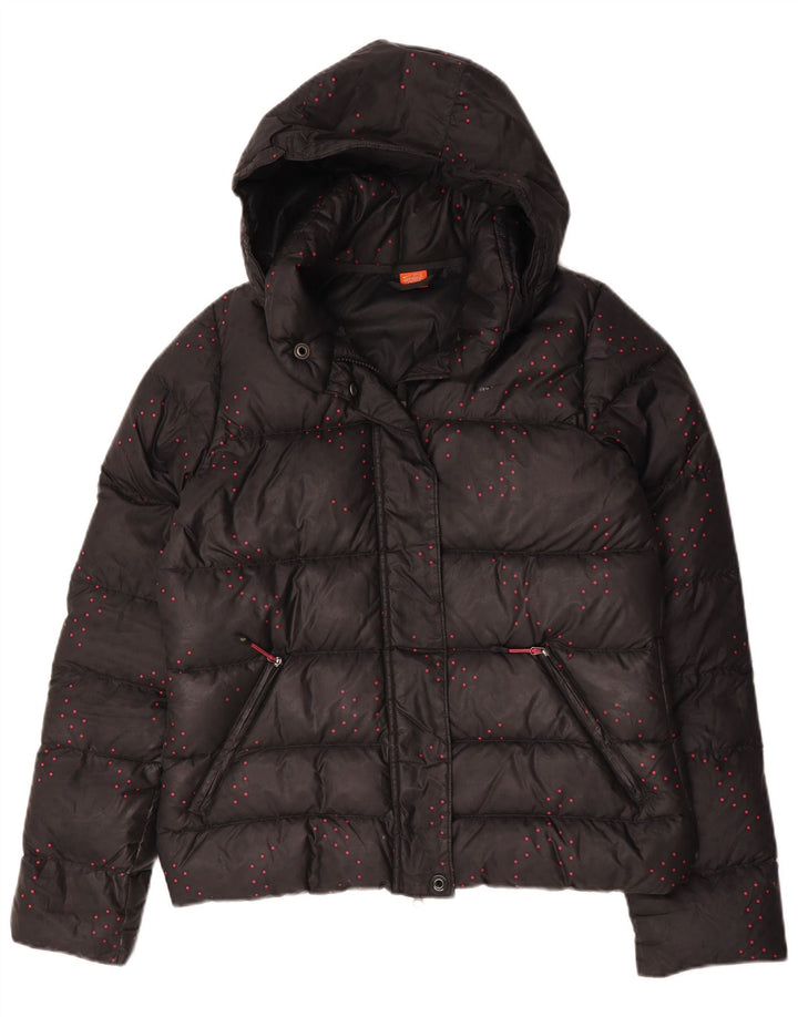 Nike Veste rembourrée à capuche pour femme UK 12 Medium Noir tacheté