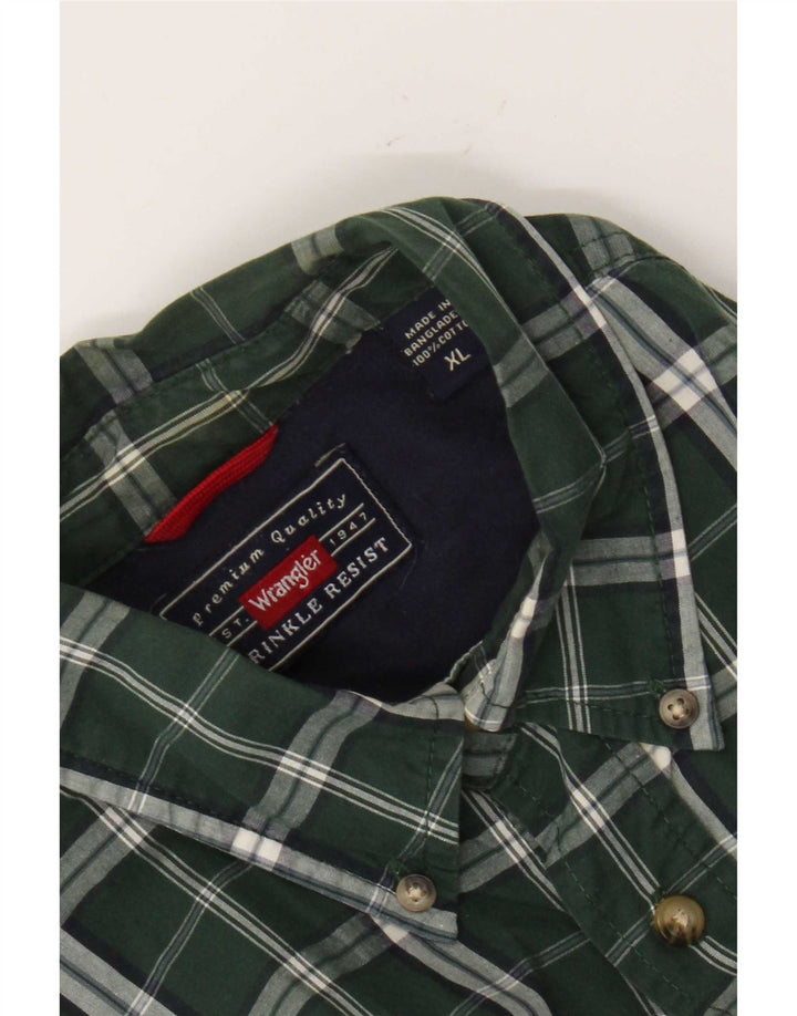 Wrangler Chemise à manches courtes pour homme XL en coton à carreaux verts