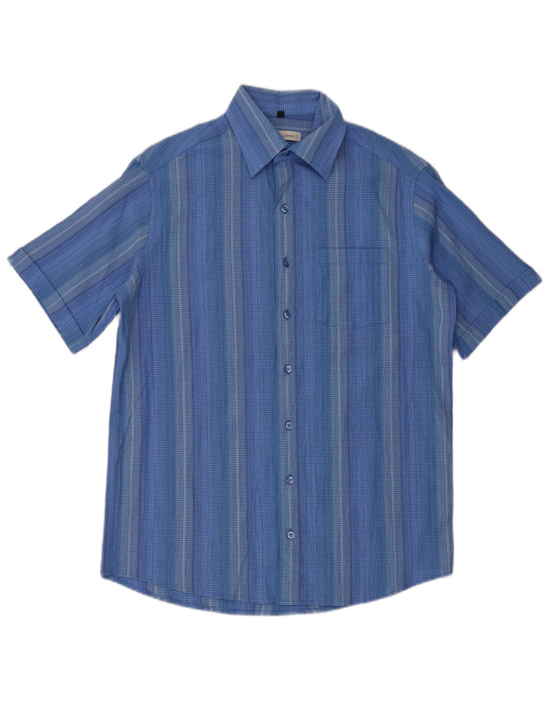 Angelo Litrico Chemise à manches courtes pour homme Taille 39/40 Bleu moyen rayé
