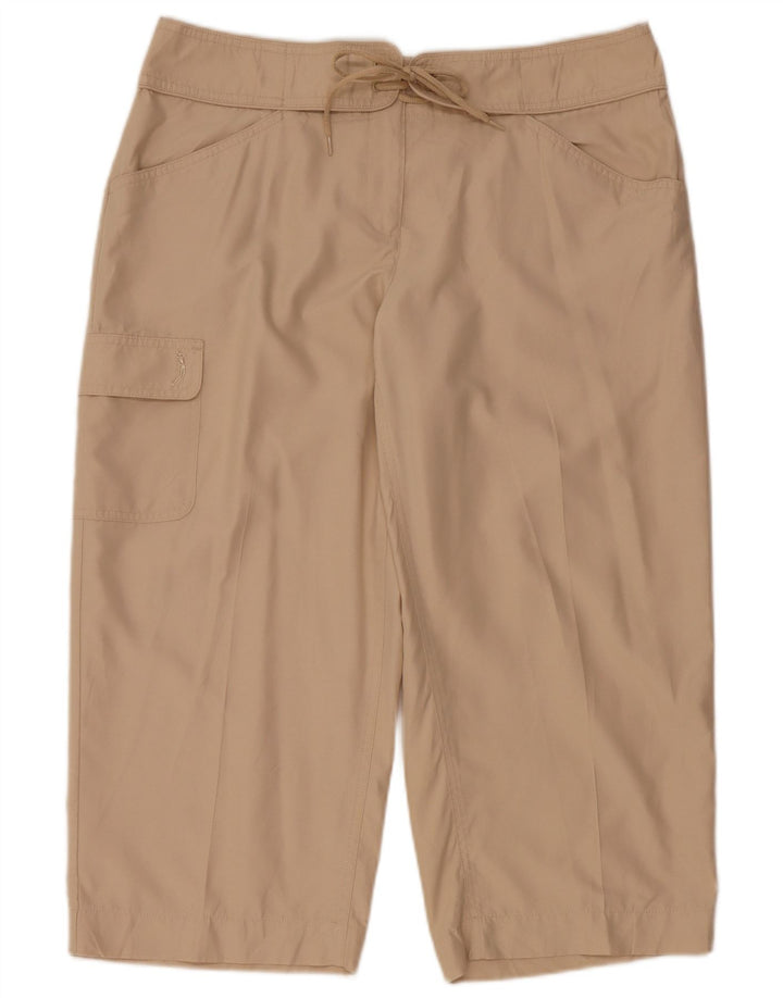 Izod Pantalon cargo capri pour femme US 12 Large W34 L21 Beige Polyester