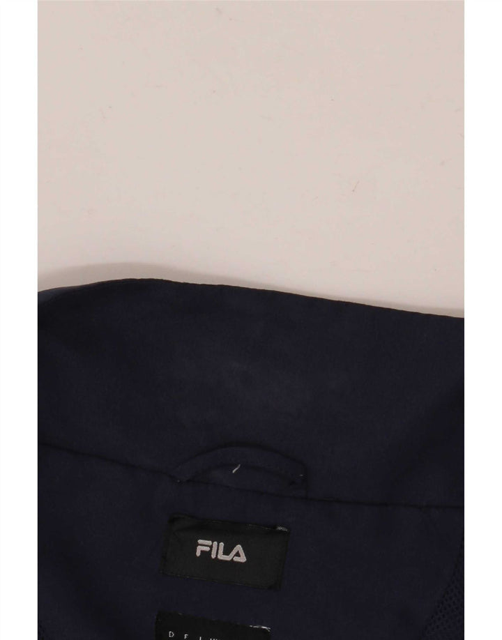 Fila Mens Loose Fit Bomber Jacket UK 38 Medium Bleu Marine Rayé Polyester