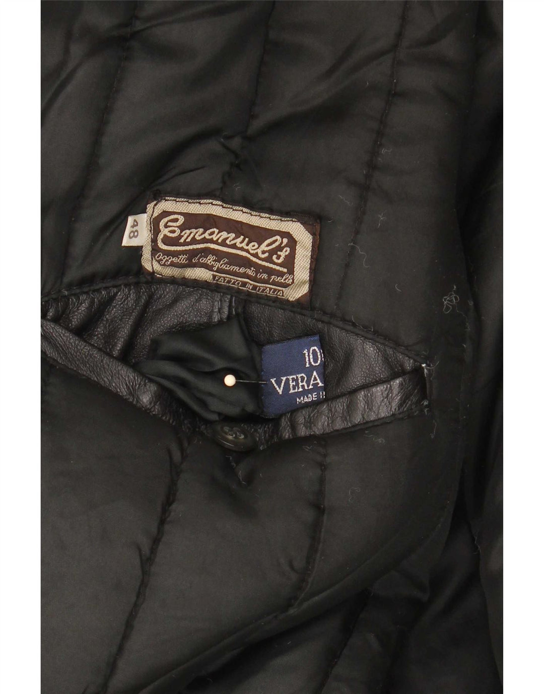 veste en cuir homme vintage IT 48 Medium Noir