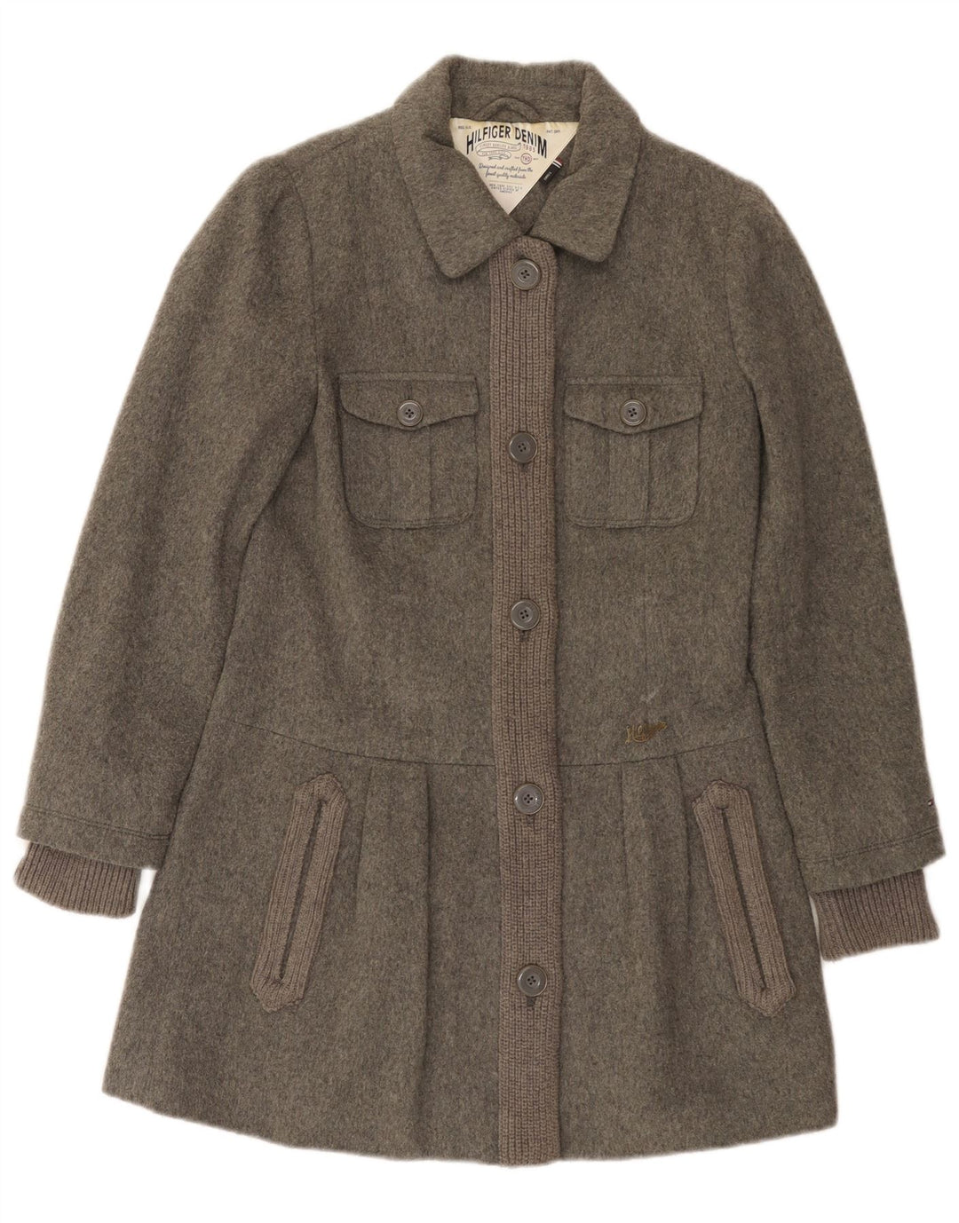 Tommy Hilfiger Manteau pour femme UK 10 Petite laine grise