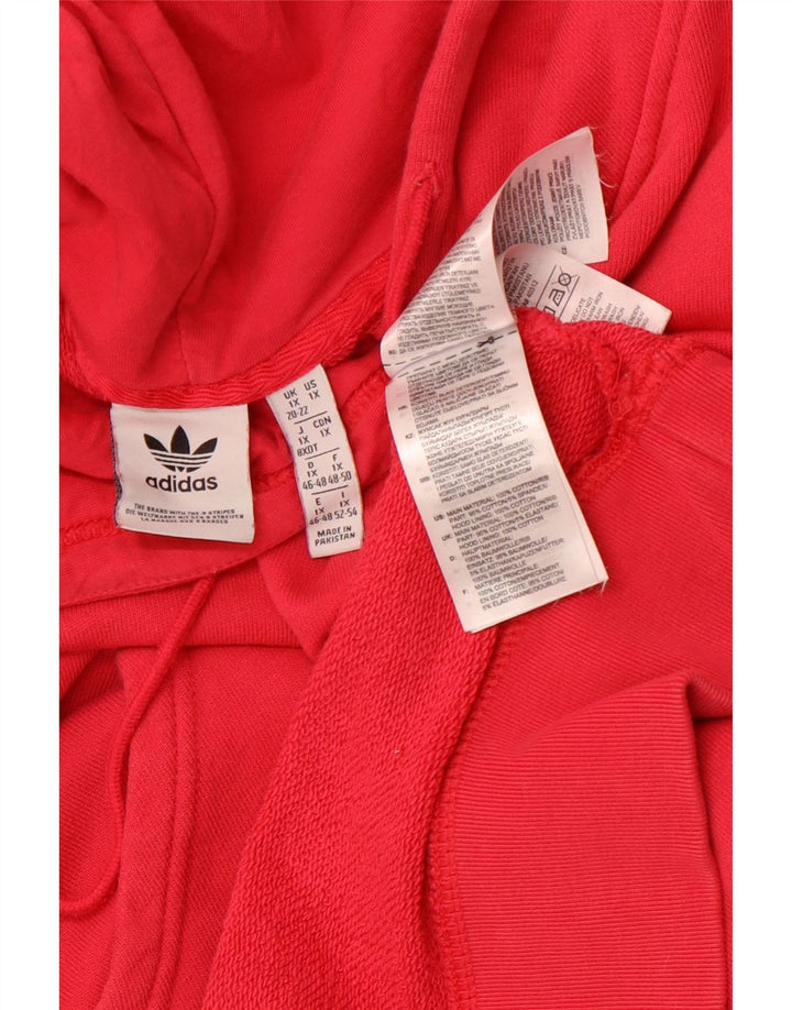 ADIDAS Pull à capuche graphique surdimensionné pour femme UK 20/22 XL Rouge Coton