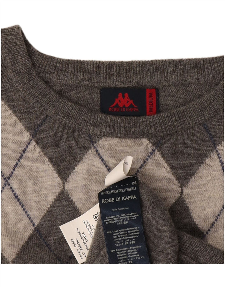 Kappa Pull Col Bateau Homme Gris Moyen Argyle/Diamond Laine