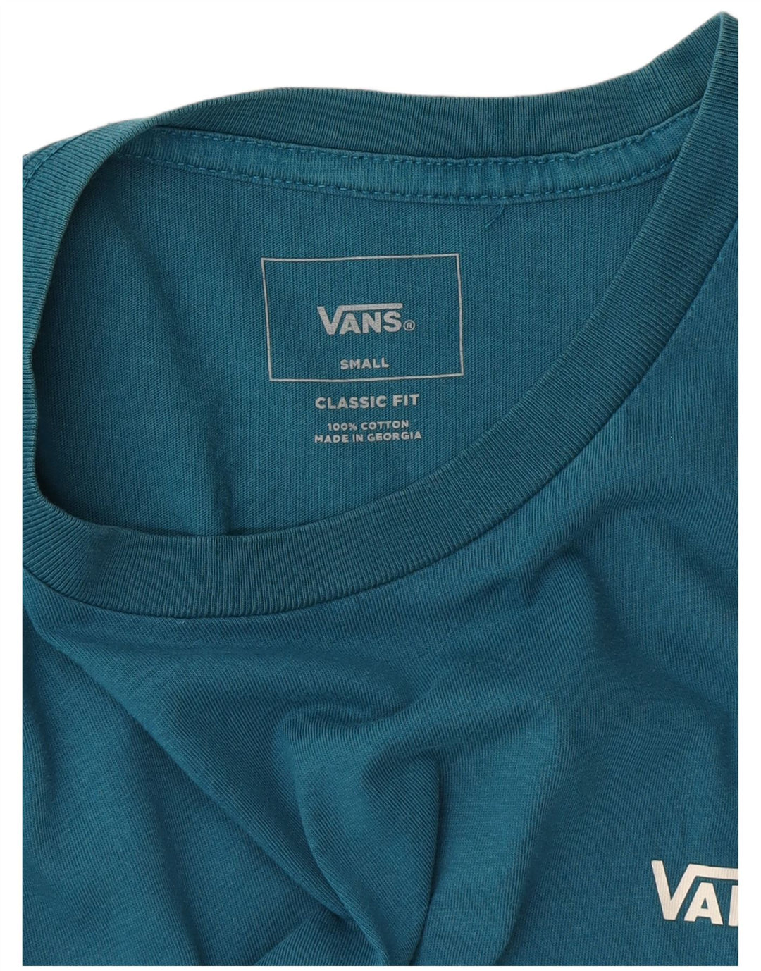 Vans Womens Classic Fit T-Shirt Top UK 10 Petit Bleu Coton