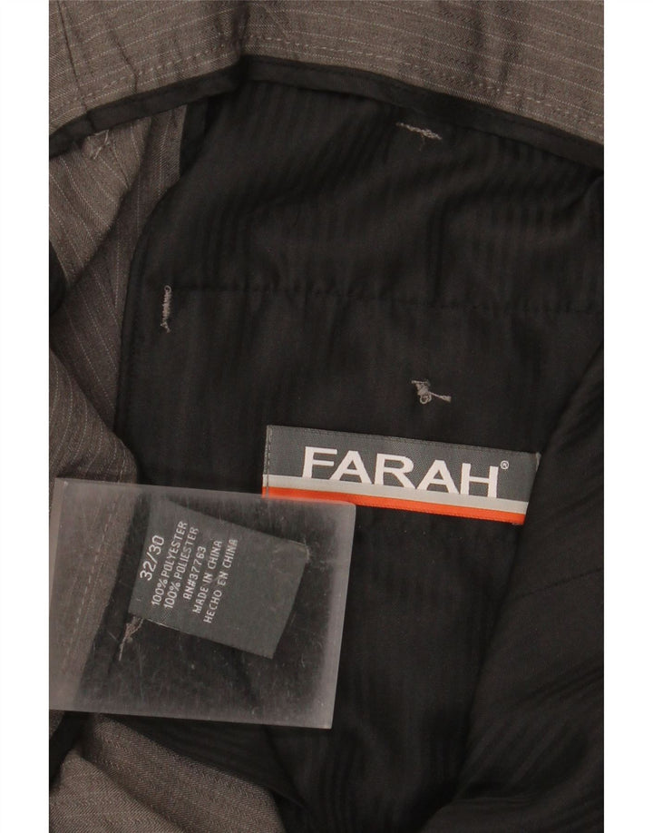 Farah Pantalon court droit pour homme W32 L24 Gris à fines rayures Polyester