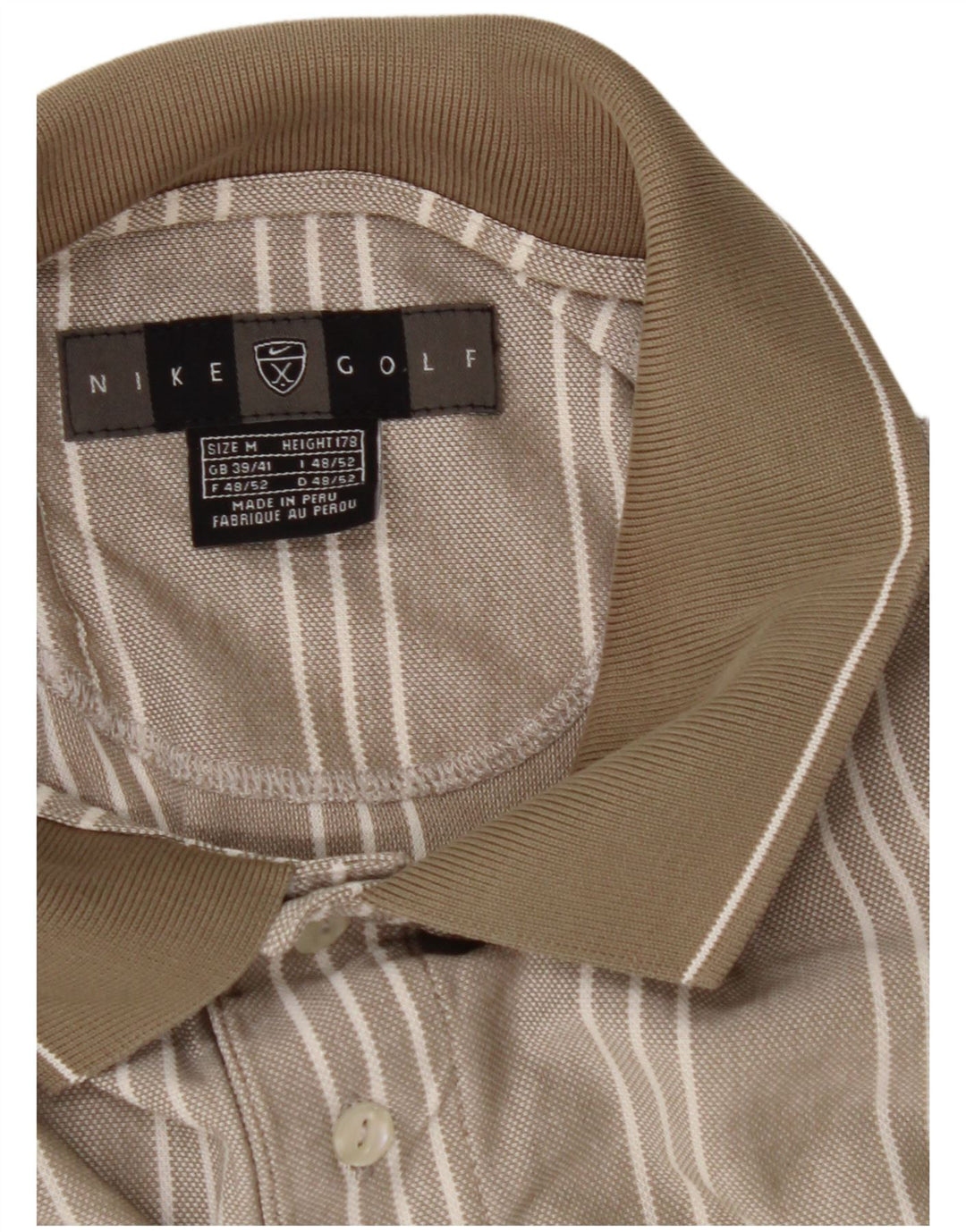 NIKE Polo Homme UK 39/41 Beige Moyen Rayé