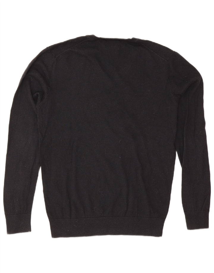 Zara Pull col V pour homme en coton noir Large