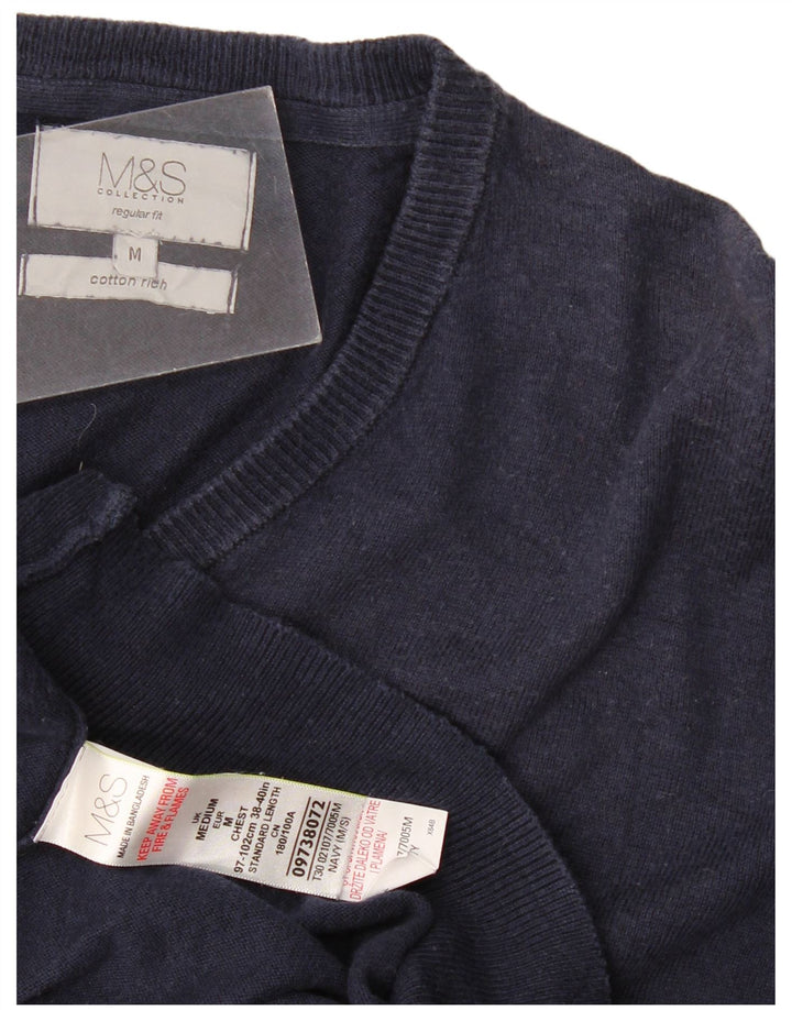 Marks & Spencer Pull Regular Fit Col V Homme Bleu Marine Moyen