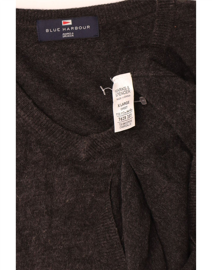 Marks & Spencer Pull Blue Harbor Col V Homme XL Gris Acrylique