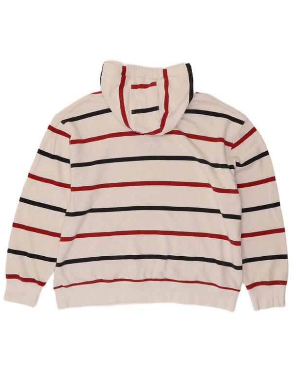 TOMMY HILFIGER Pull à capuche pour homme 2XL en coton rayé blanc