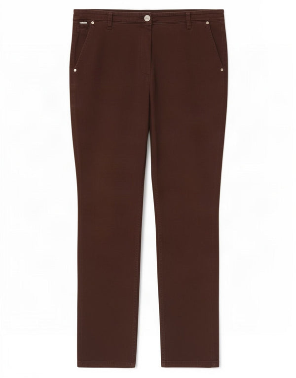 Marks & Spencer Pantalon Chino Slim Taille Haute Per Una Femme W36 L29 Marron