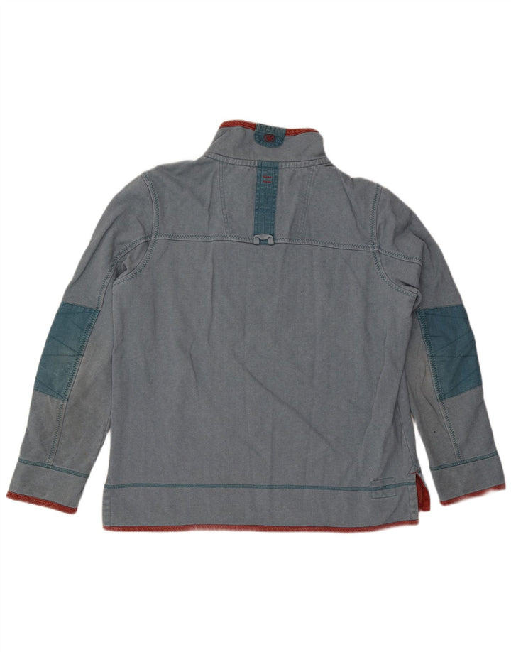 Fat Face Sweat-shirt à col zippé pour homme en coton bleu Taille L