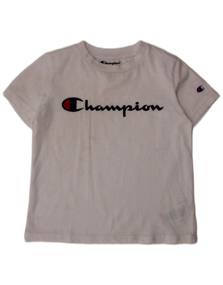 CHAMPION T-Shirt Graphique Garçon 4-5 Ans Blanc Coton