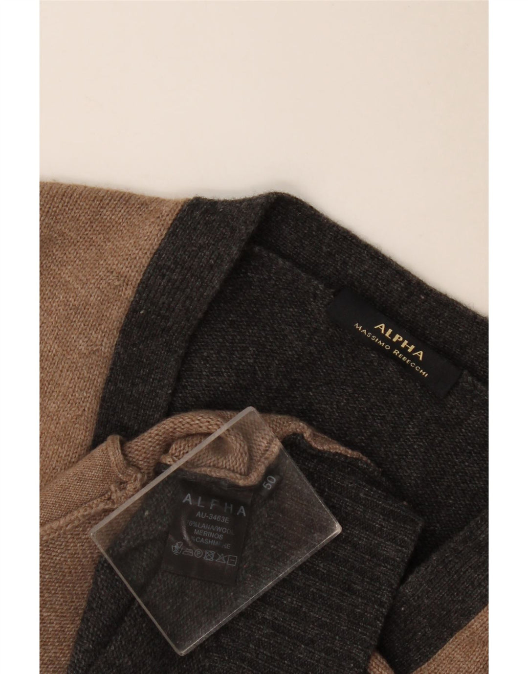 Alpha Massimo Rebecchi Pull Cardigan Homme IT 50 Marron Moyen Colourblock