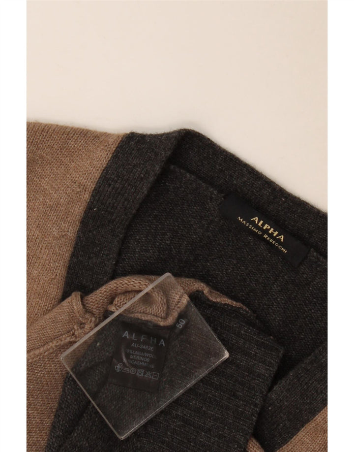 Alpha Massimo Rebecchi Pull Cardigan Homme IT 50 Marron Moyen Colourblock