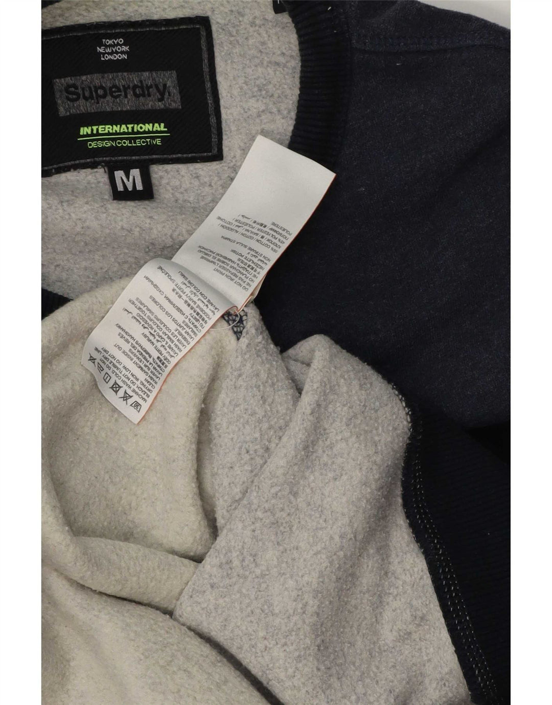 Superdry Sweat-Shirt Graphique en Coton Colorblock Bleu Marine Moyen Homme