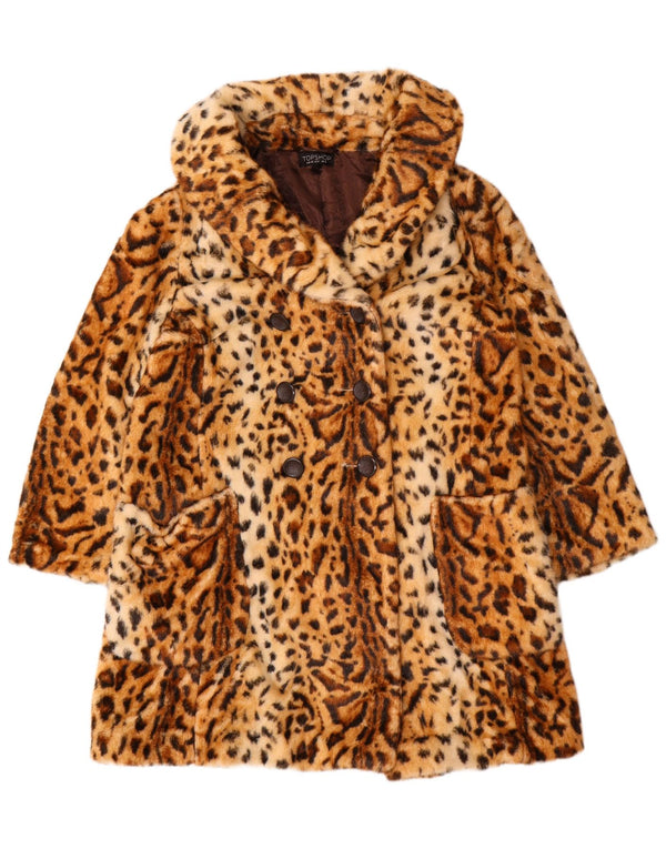 Topshop Manteau croisé pour femme UK 42 Marron moyen imprimé animal
