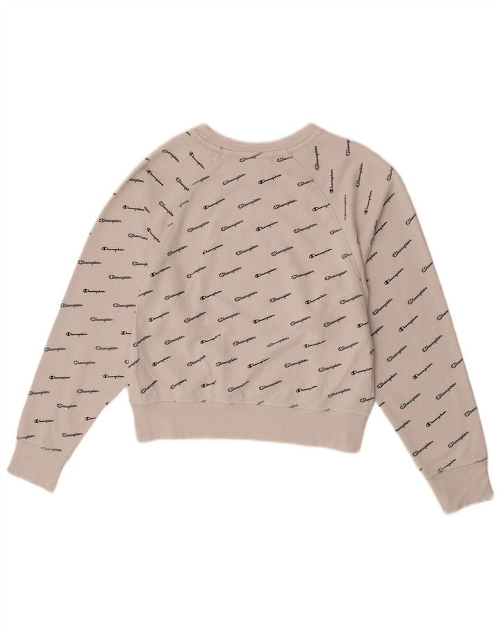 Champion Sweat-shirt court graphique pour femme UK 14 en coton blanc moyen
