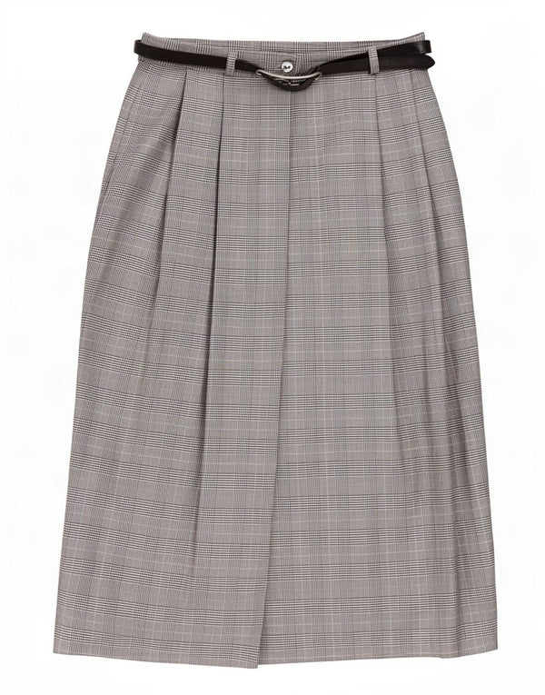 jupe portefeuille femme vintage UK 10 Petit W27 Gris Pied-de-poule Polyester