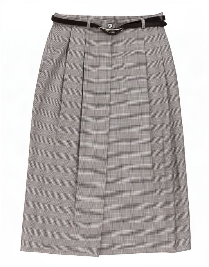 jupe portefeuille femme vintage UK 10 Petit W27 Gris Pied-de-poule Polyester