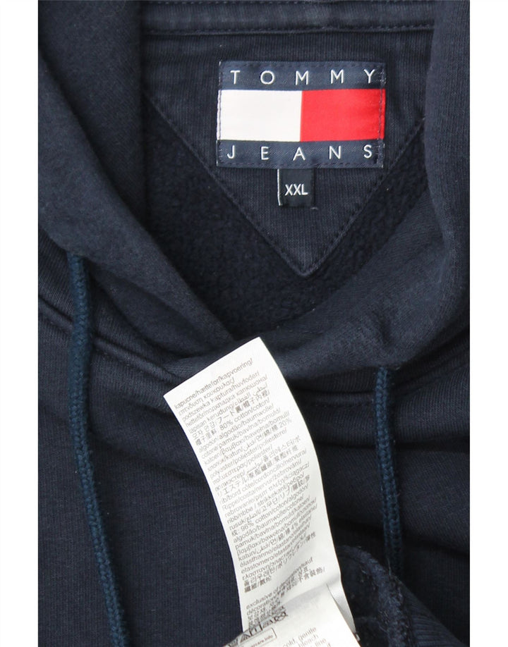 TOMMY HILFIGER Pull à capuche pour homme 2XL Bleu marine Coton