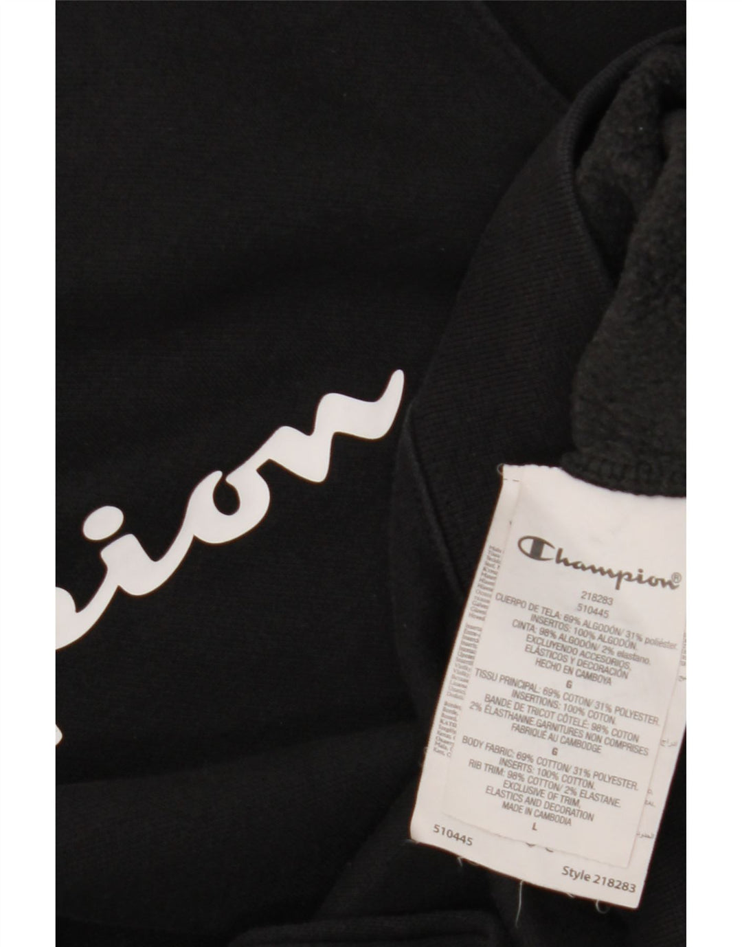 Champion Sweat-shirt graphique pour homme en coton noir Taille L
