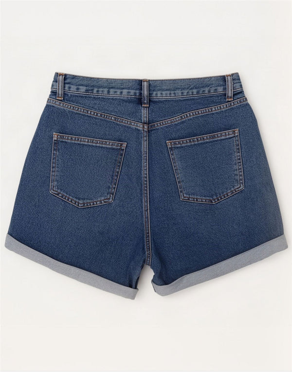 Topshop Short en jean plissé pour femme UK 10 Small W28 Bleu Coton