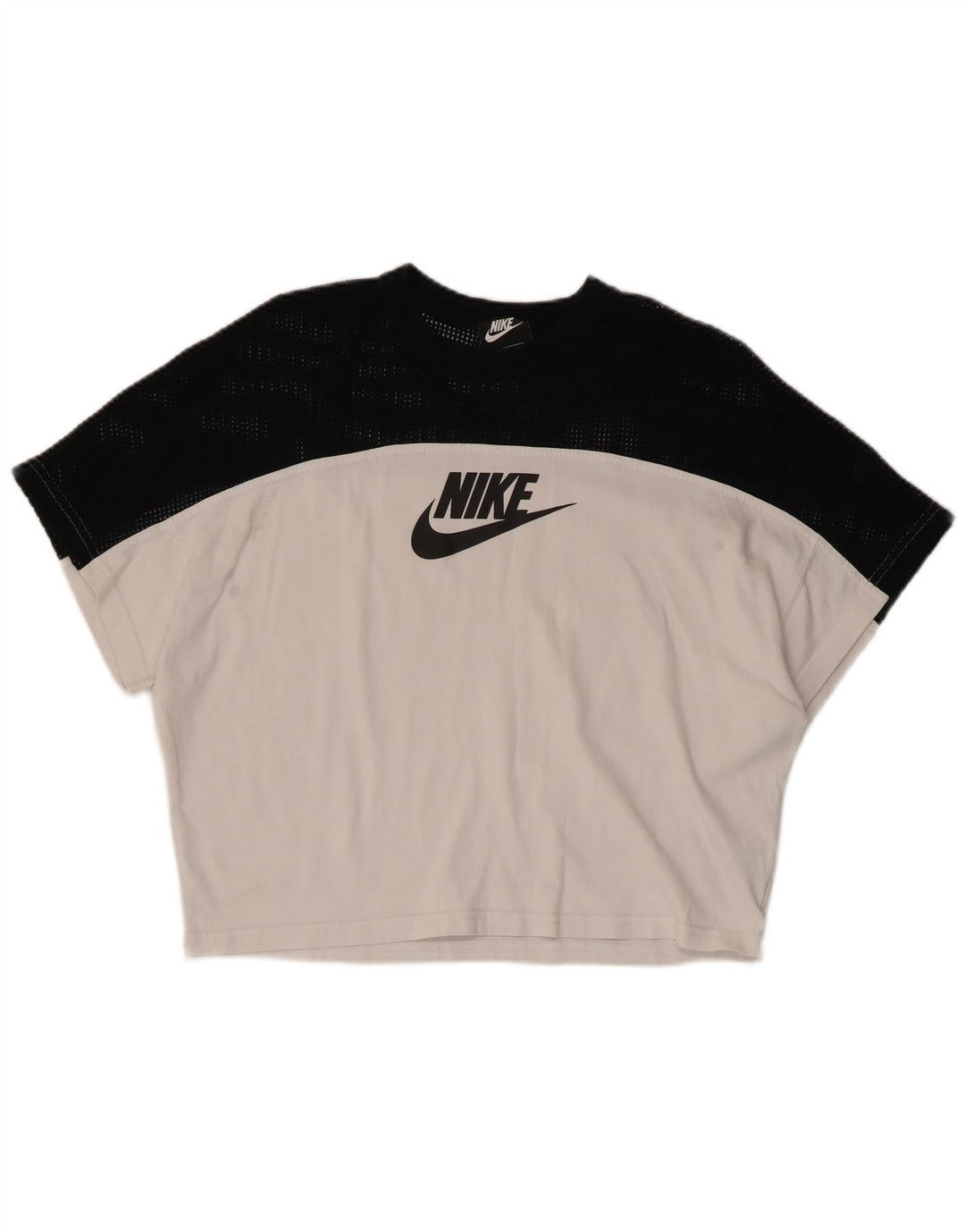 NIKE T-shirt court graphique pour femme UK 10 Petit colorblock blanc