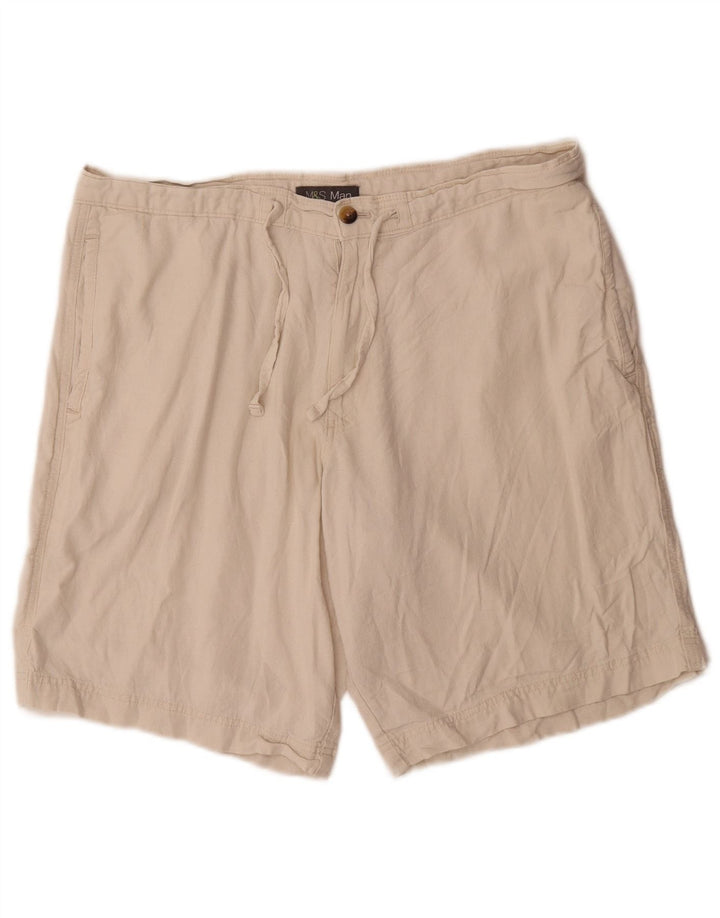 Marks & Spencer Short Chino Homme W38 XL Blanc Cassé Lin