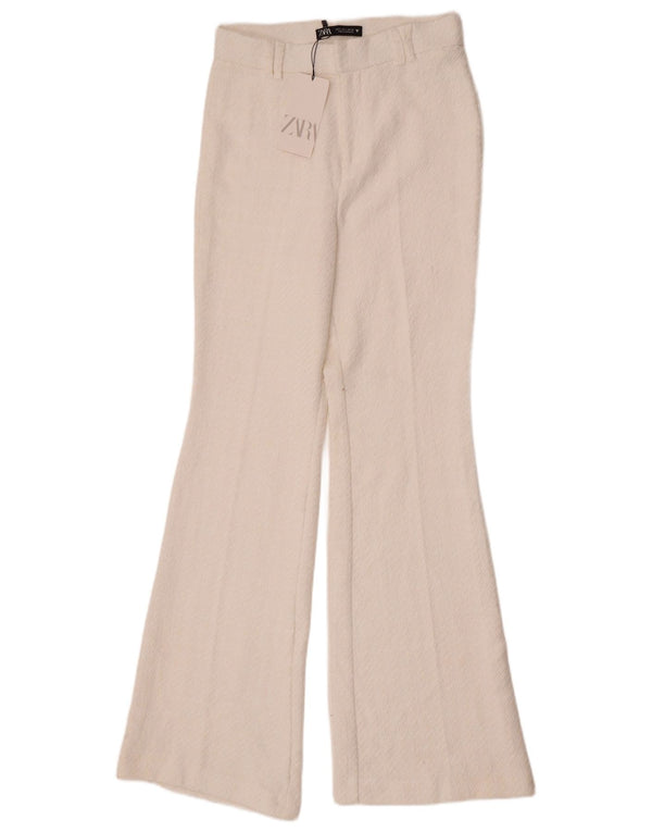 Zara Pantalon décontracté évasé pour femme Petit W26 L32 Coton blanc