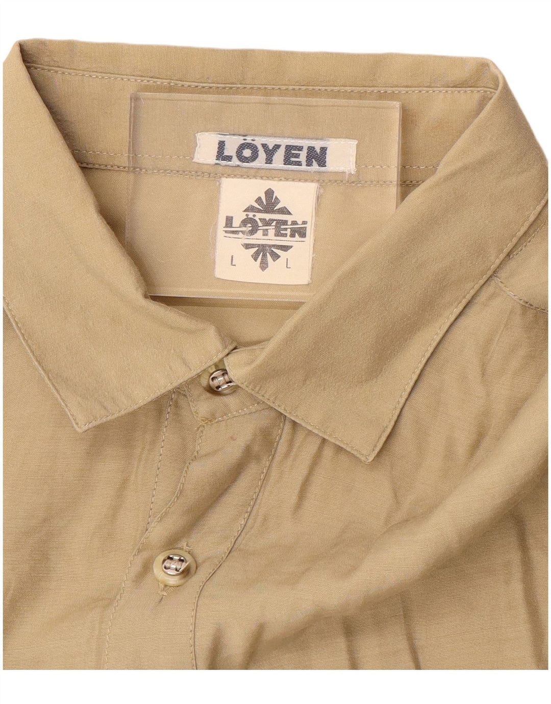 vintage Mens Manches Courtes Pull Chemise Grand Coton Beige