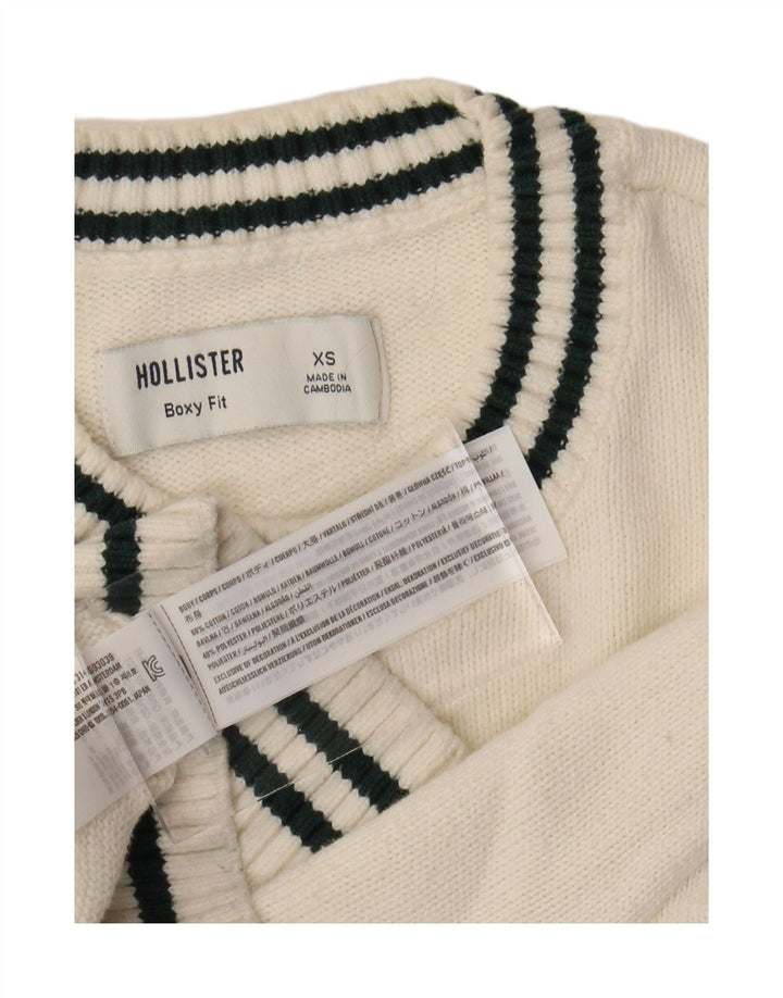 HOLLISTER Pull surdimensionné à col rond pour femme UK 6 XS Blanc cassé