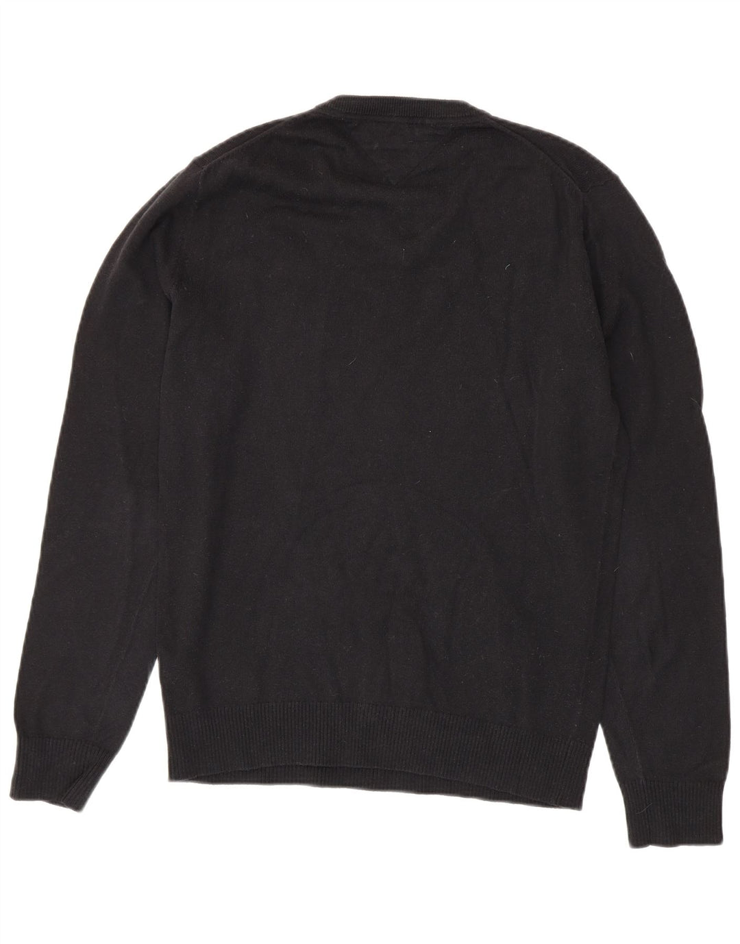 TOMMY HILFIGER Pull Col V Homme Petit Noir Coton